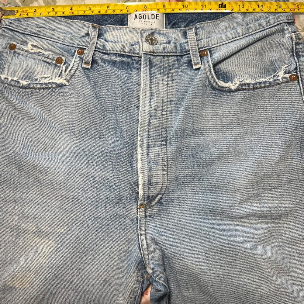 AGOLDE Riley High Rise Straight Crop Jeans Light Wash Button Fly 30 - Picture 10 of 13